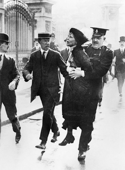 Emmeline Pankhurst arrested. Photo in public domain.