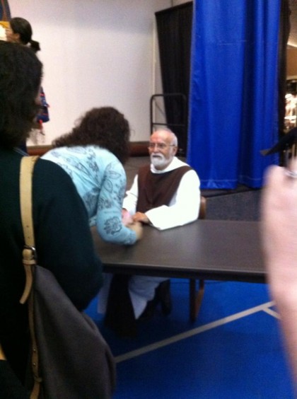 Here he is, signing autographs in the gym!