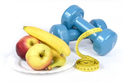 Picture of weights and fruit, Creative Commons